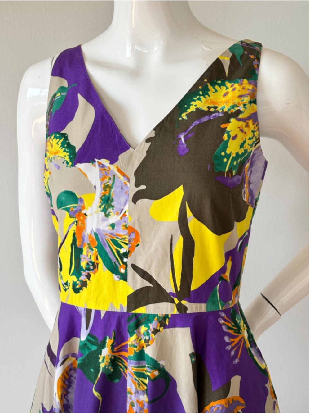 Max Mara Floral Cotton Dress Fit Flare Pockets S - Picture 4 of 7